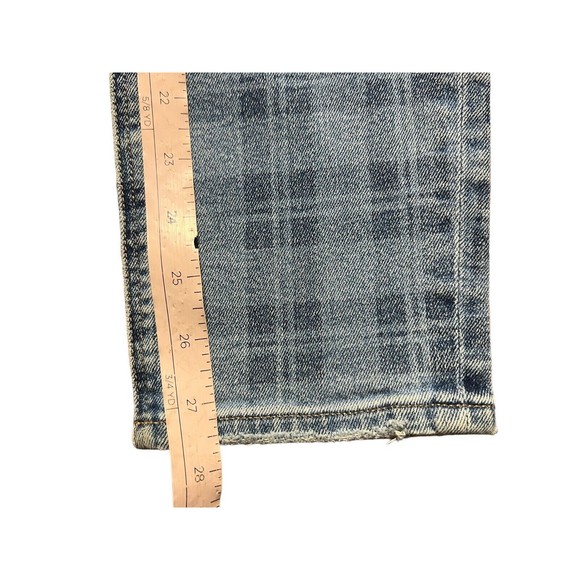 American Eagle Jeans Women Size 00R Blue Medium Wash Plaid Print Stretch 90s Y2K - Picture 11 of 16